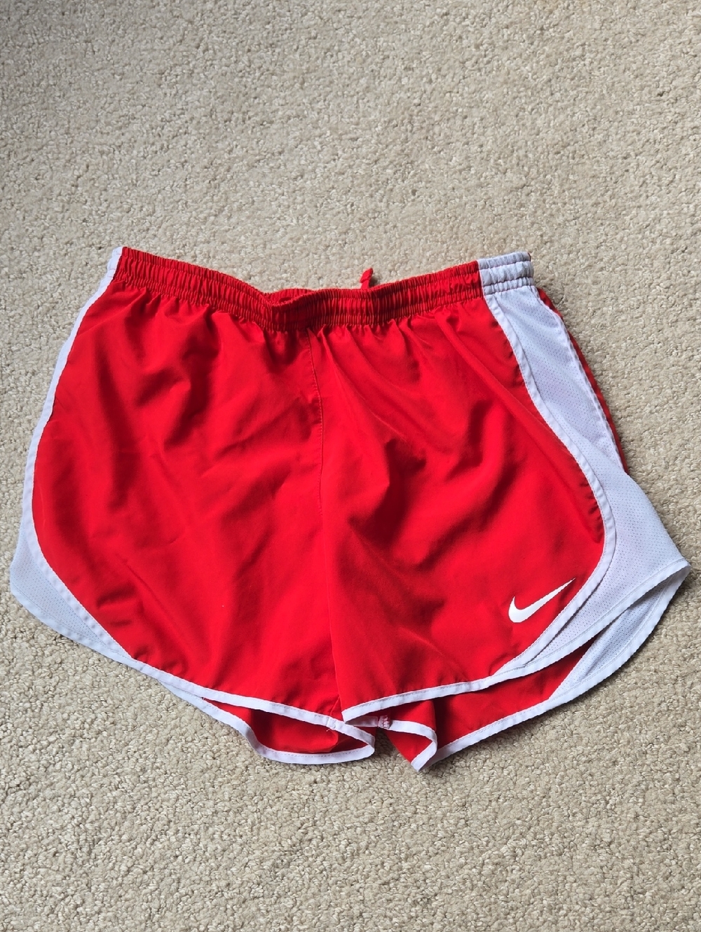 Nike Girls Red Athletic Shorts with White Trim